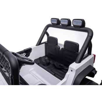 Autko terenowe Geoland Power dla 2 dzieci Biały + Pilot + Silniki 2x200W + Bagażnik + Radio MP3 + LED